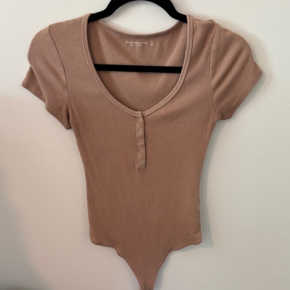 Abercrombie & Fitch Brown Ribbed Bodysuit